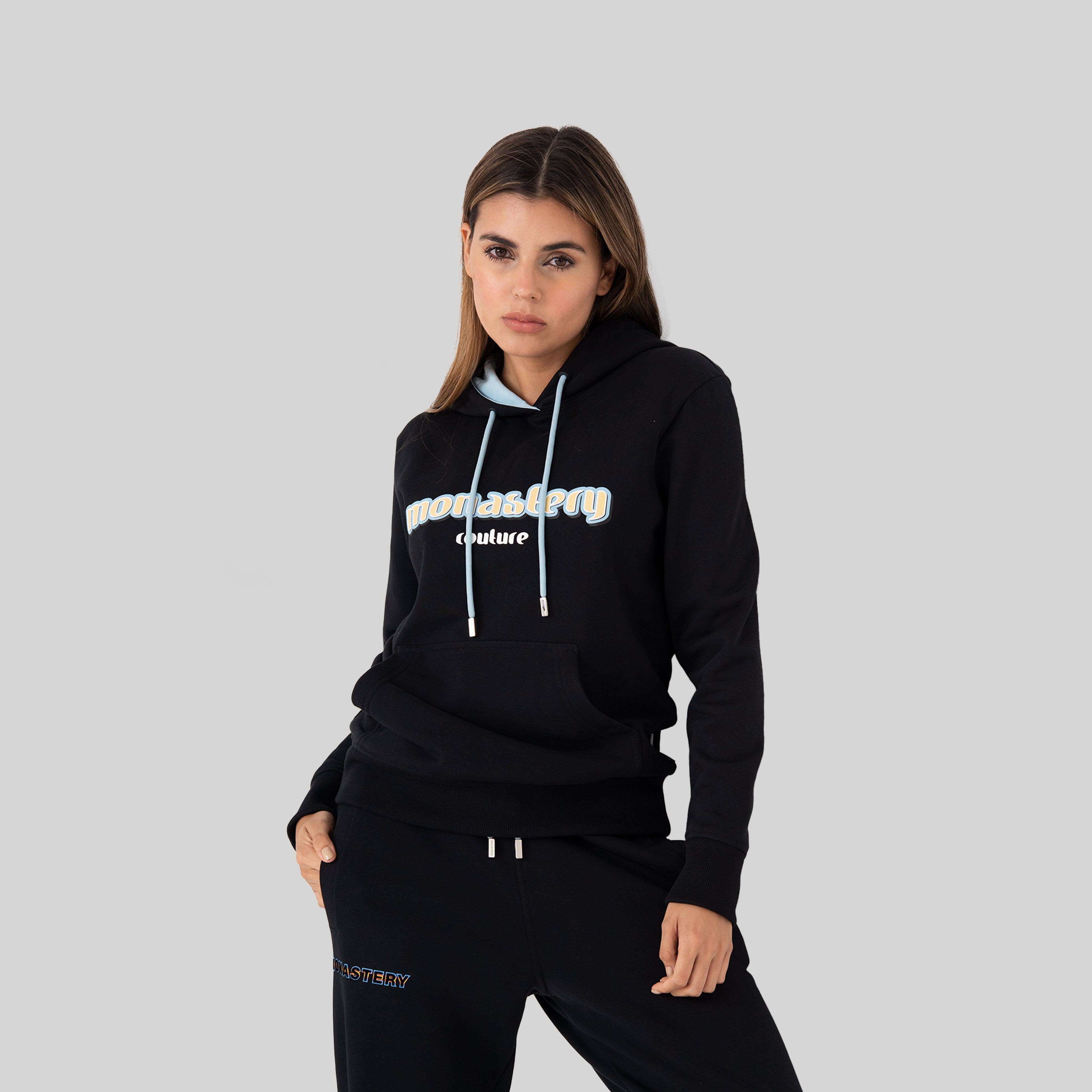 AQUARIUS BLACK HOODIE | Monastery Couture