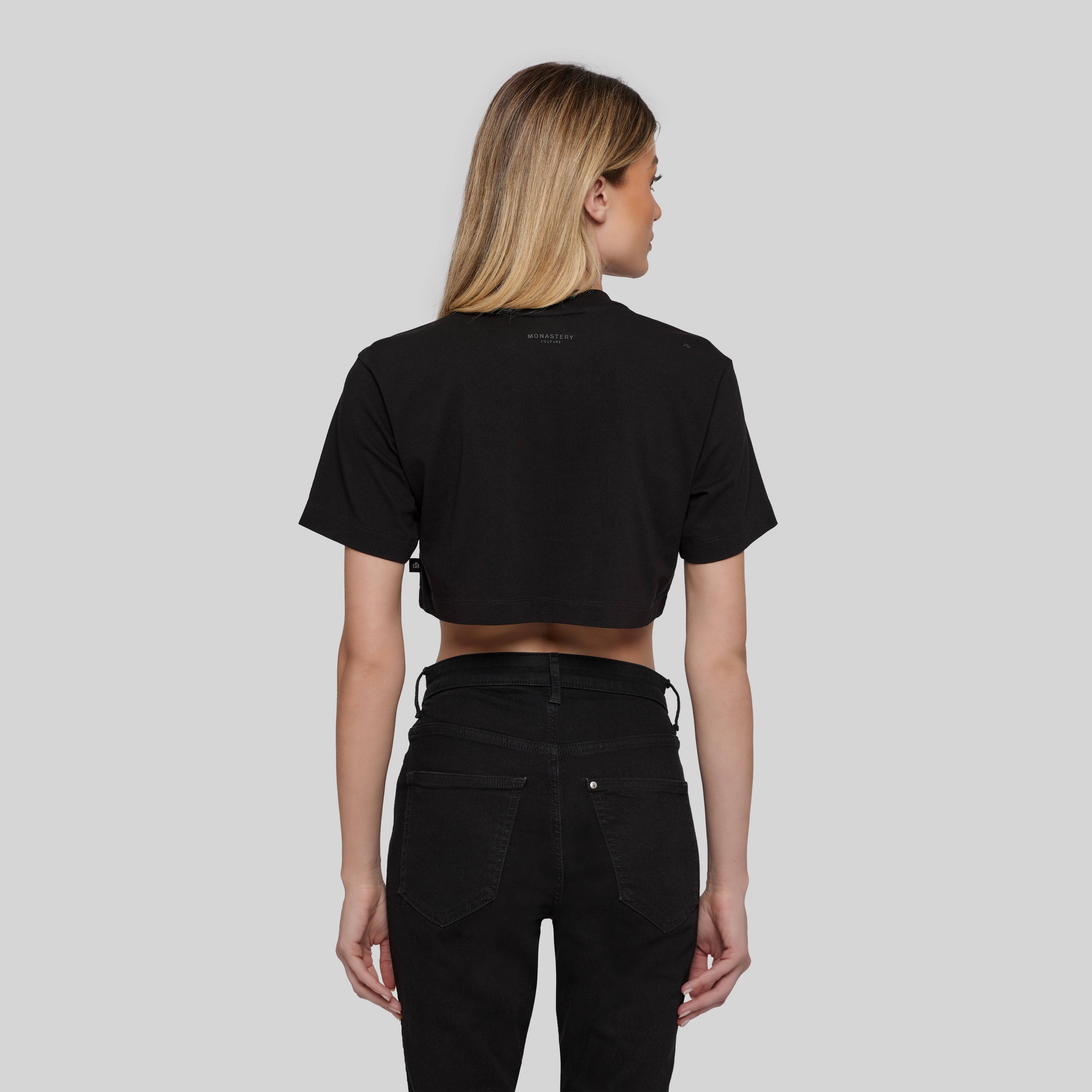 LOM BLACK CROP TOP OVERSIZE | Monastery Couture